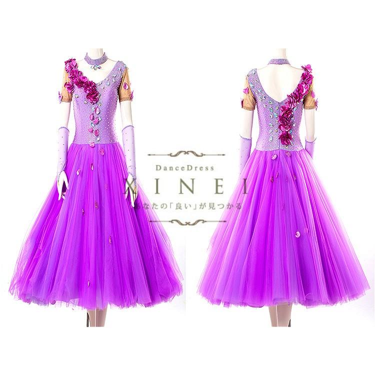 送料無料/社交ダンスドレス　モダンドレス　競技　デモ　ダンス衣装　ワンピース オーダーメード