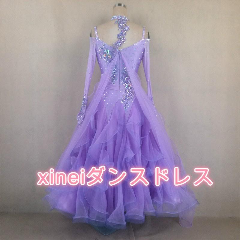 送料無料/社交ダンスドレス モダンドレス 競技 デモ ダンス衣装