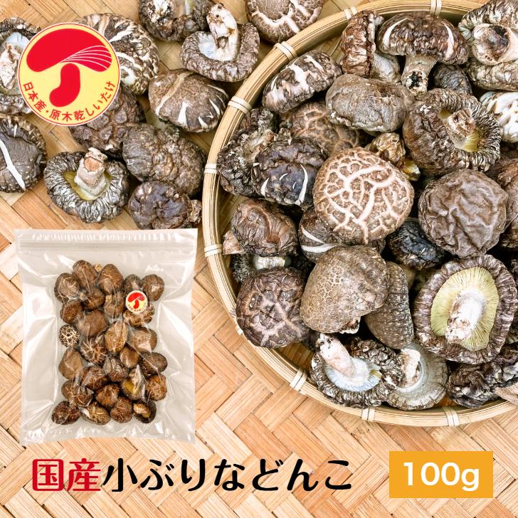 干し椎茸 国産 小ぶりなどんこ 100g 原木栽培 無農薬 チャック付き袋