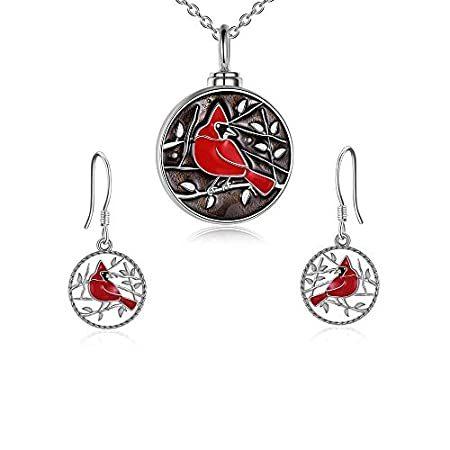高級素材使用ブランド Ashes for Necklace Urn Cardinal Silver Sterling with Earrings Cardinal ネックレス、ペンダント