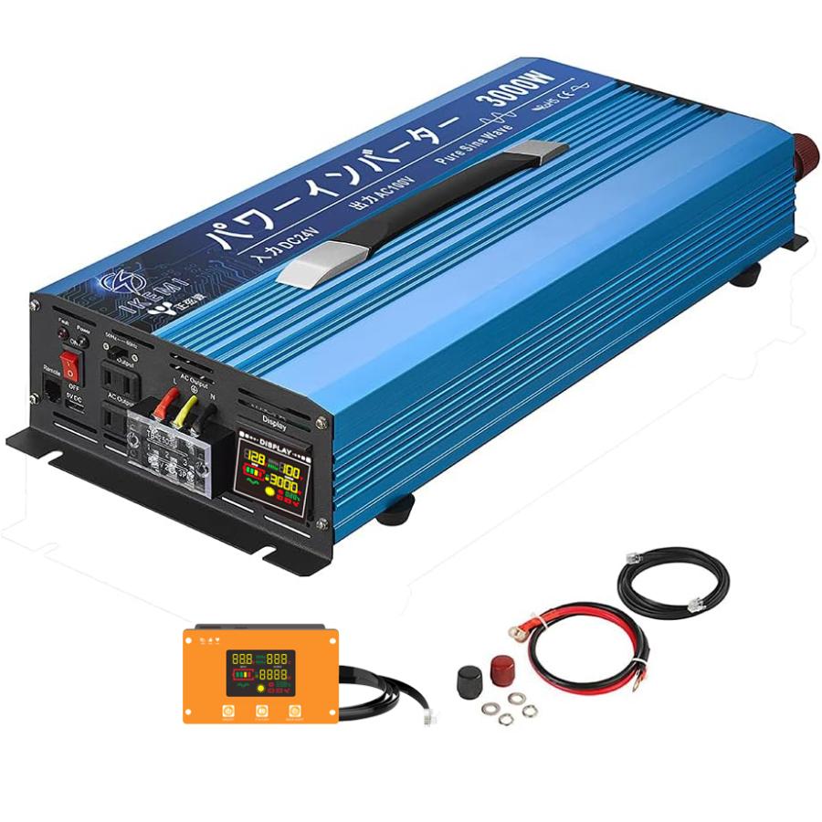 IKEMI インバーター 正弦波 12v 車 3000w 24v 5mリモコン付き IKEMI インバーター 正弦波 12v 車 3000w 24v 5mリモコン付き