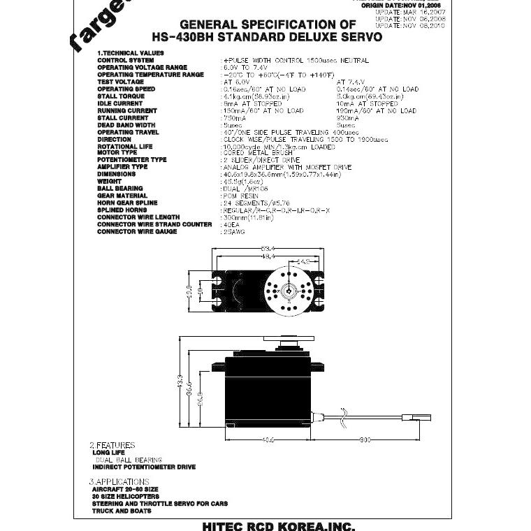HiTEC（ハイテック） HS-430BH (5.0k/0.14s) 日本正規品 31430S