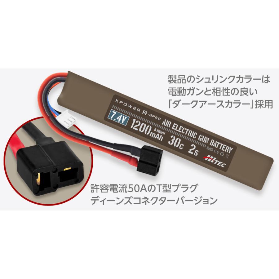 ハイテック XPOWER R-SPEC Li-Po 7.4V 1200mAh 30C 2S 電動ガン バッテリー サバゲー 【マルイ対応】｜shiki2011｜03