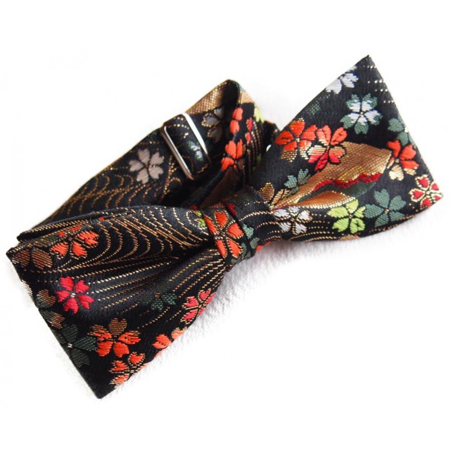 素晴らしい 蝶ネクタイ 和柄 さくら尽くし ボウタイ オリジナル蝶ネクタイ 黒赤金らん Dprd Jatimprov Go Id