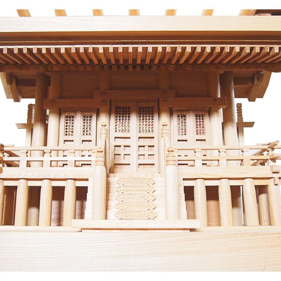 神棚 欅 流造三社 柱無 日本製 01（中サイズ 横幅65×高65×奥36cm
