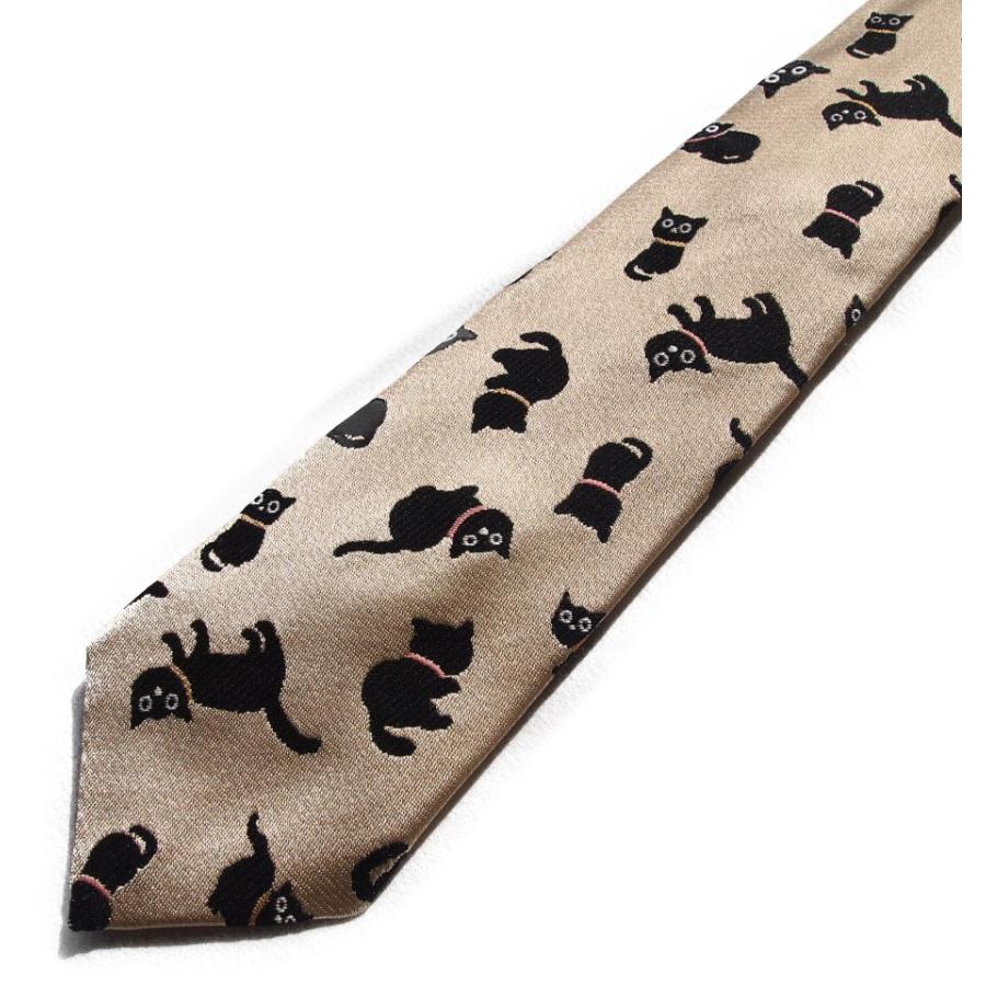 代引不可 黒猫 キャラクター ネクタイ ベージュ 最新人気 Turningheadskennel Com