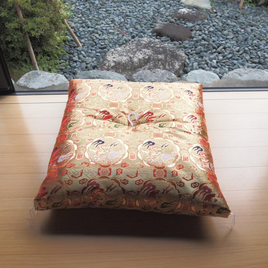 御前座布団 丸に四龍 赤金68×67 (法要・法事・仏前・仏壇・お寺さん用