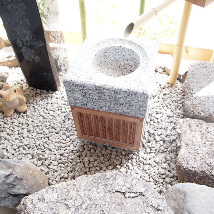 竹 石の水鉢 水受け 燈籠 玄関先 石材オブジェ 旅館風 灯篭 LEDライト