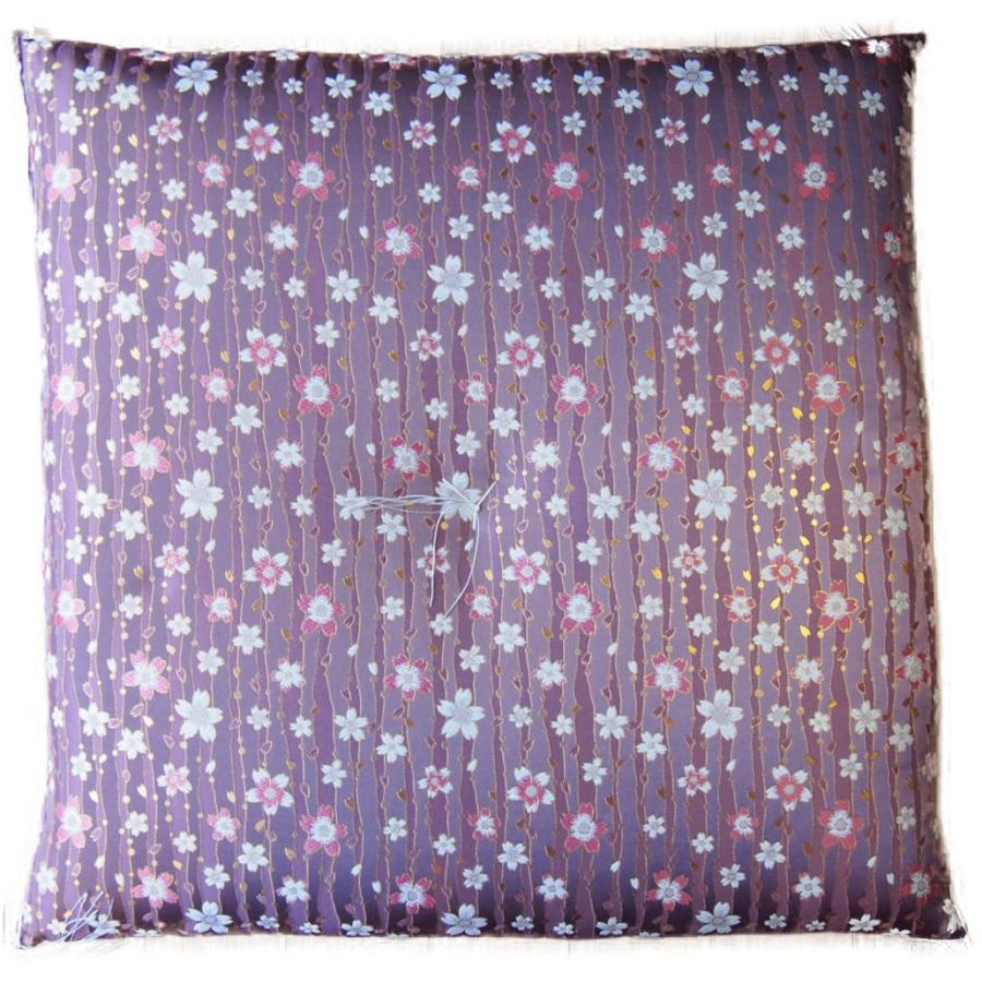 錦 桜雨 ピンク（圧縮綿入） 御前座布団 63×64ｃｍ 送料無料 お客さん 仏壇 仏前 法事 法要 お盆 お寺さん 床の間 寺院用 座布団