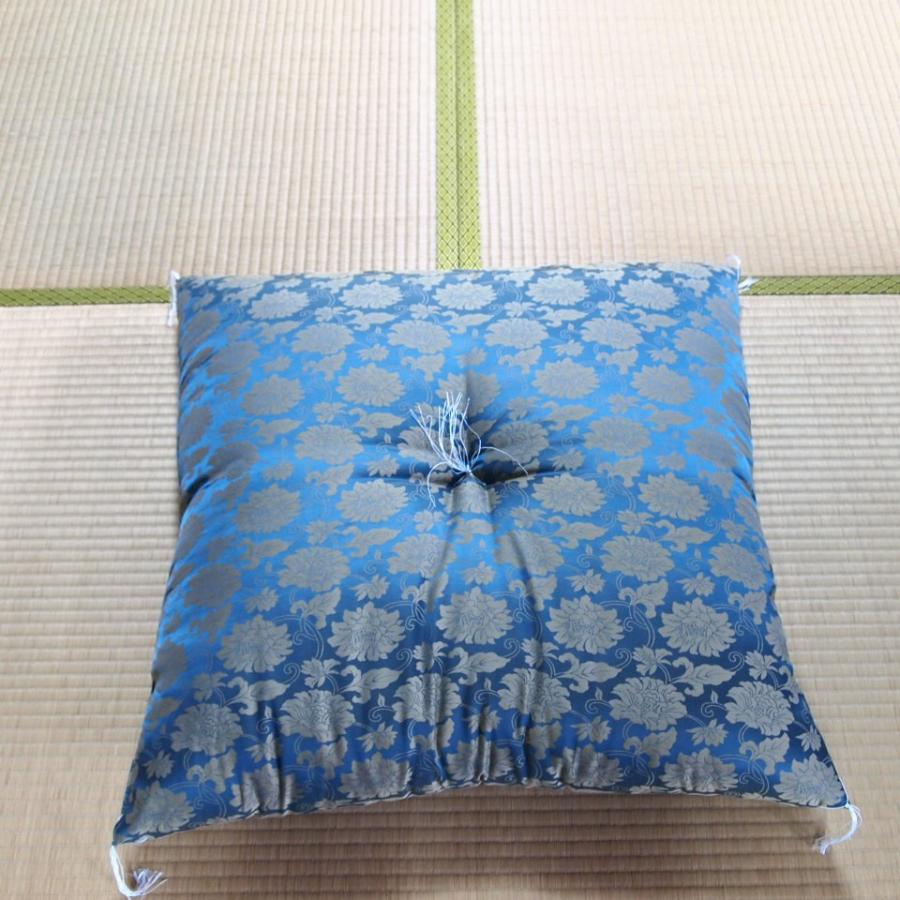 新緞子蓮華 紺 御前座布団 67×68cm 送料無料 お客さん 仏壇 仏前