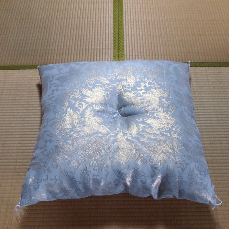 夏用 座布団 紗飛鳳凰正絹 水色 67×68cm 送料無料 お客さん 仏壇
