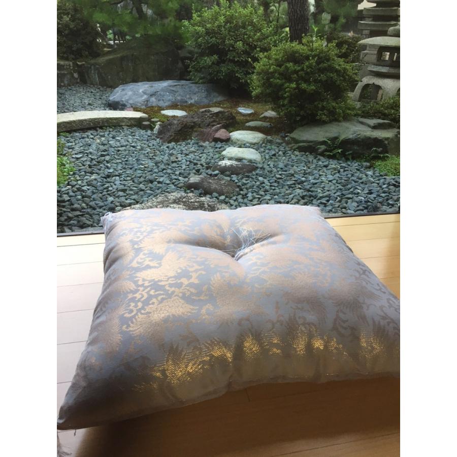 夏用 座布団 紗飛鳳凰正絹 グレー 67×68cm 送料無料 お客さん