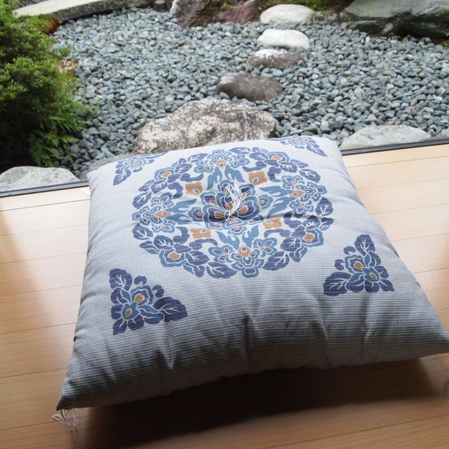 夏用 座布団 国産 片麻 一釜唐草 （平織） 座布団 67&times;73