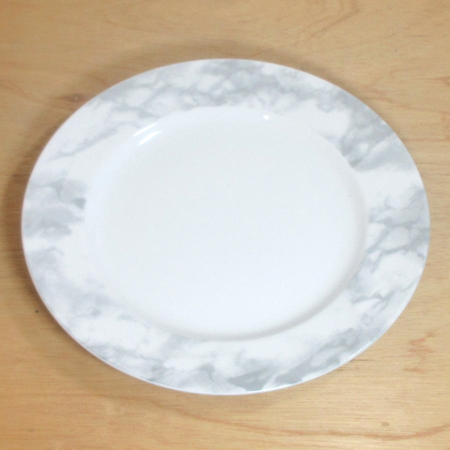 皿 28cm リムプレート ホワイトマーブル 洋食器 おしゃれ 業務用 美濃焼｜shikisaionline｜02