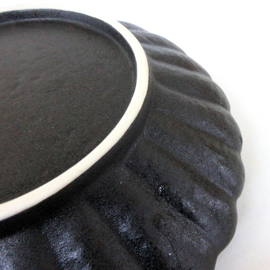 皿 丸皿 菊型鉢 24cm 黒武蔵 おしゃれ 業務用 和食器 美濃焼