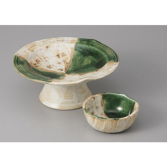 刺身皿とちょこのセット 織部 高台皿 醤油皿 おしゃれ 和食器 業務用