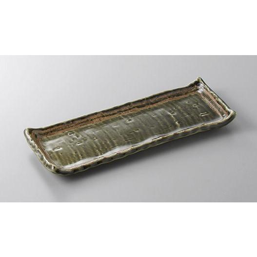 皿 長皿 織部ライン付出皿 長角皿 24.3cm 魚皿 おしゃれ 和食器 業務用