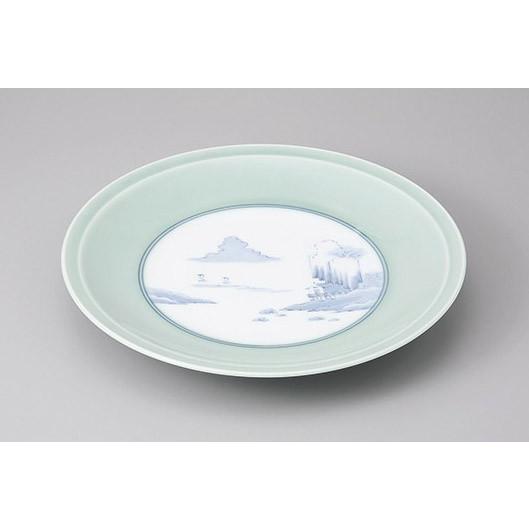 皿 盛り皿 青磁内山水高台13号皿 大皿 41.5cm おしゃれ 和食器 業務用 有田焼 24a403-3