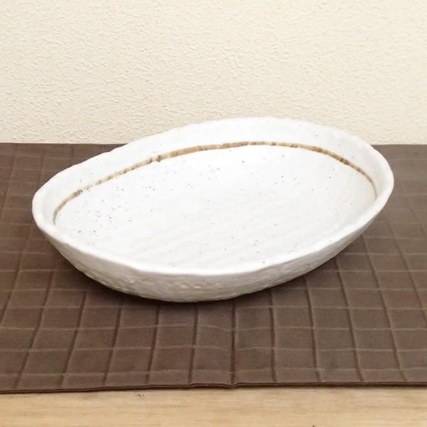 ボウル カレー皿 楕円鉢 粉引ライン おしゃれ 和食器 業務用 美濃焼 22a427-14｜shikisaionline