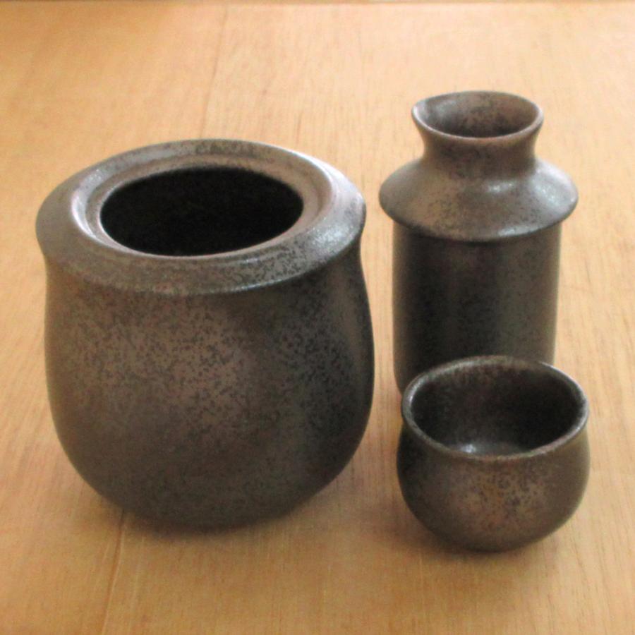備前焼　小さい器 酒燗器 備前吹黒 小 反ぐい呑み1個のセット 酒器 陶器 日本酒