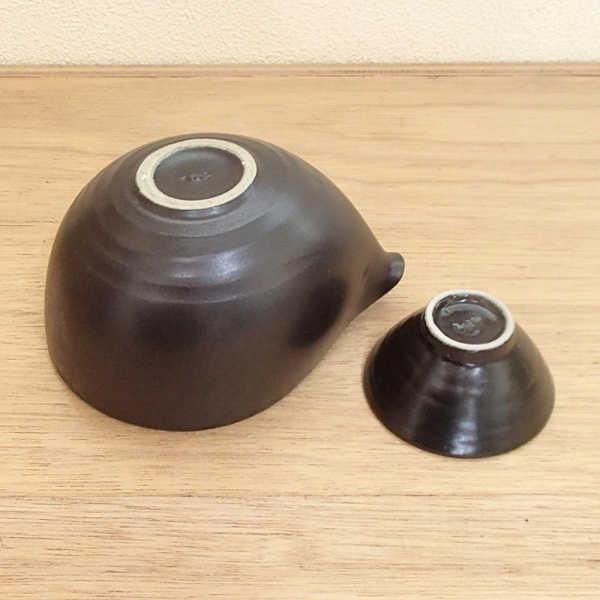 冷酒器とぐい呑みのセット 片口徳利 黒釉 陶器 日本酒 おしゃれ 酒器 業務用 美濃焼 22a440-37-38｜shikisaionline｜03