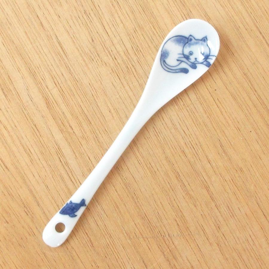 コーヒースプーン ねこ スリムスプーン 陶器 おしゃれ かわいい 美濃焼