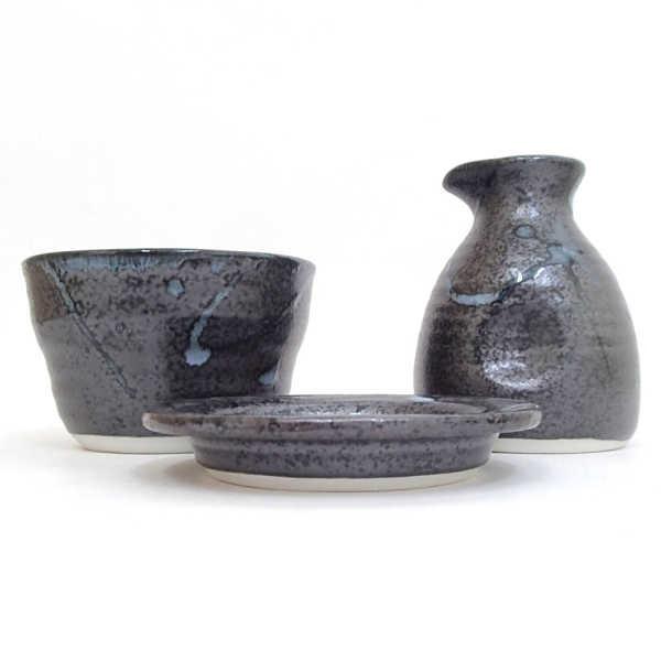 そば猪口 薬味皿 そば徳利 セット 黒潮 おしゃれ 業務用 美濃焼