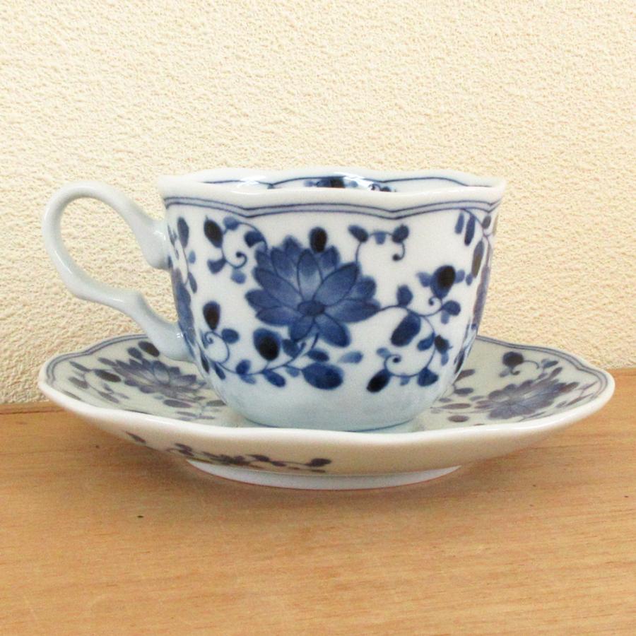 コーヒーカップソーサー 菊唐草 陶器 おしゃれ 洋食器 業務用 美濃焼