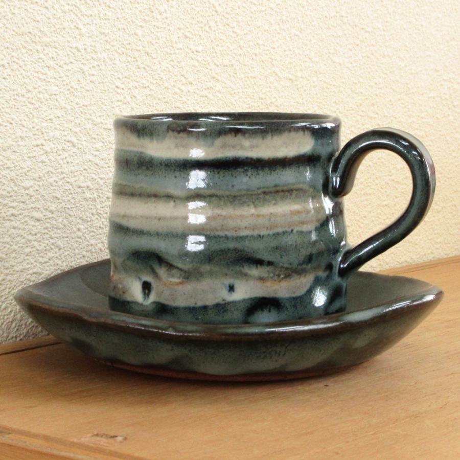 コーヒーカップ ソーサー 駒型三色均窯流し 和陶器 おしゃれ 業務用 