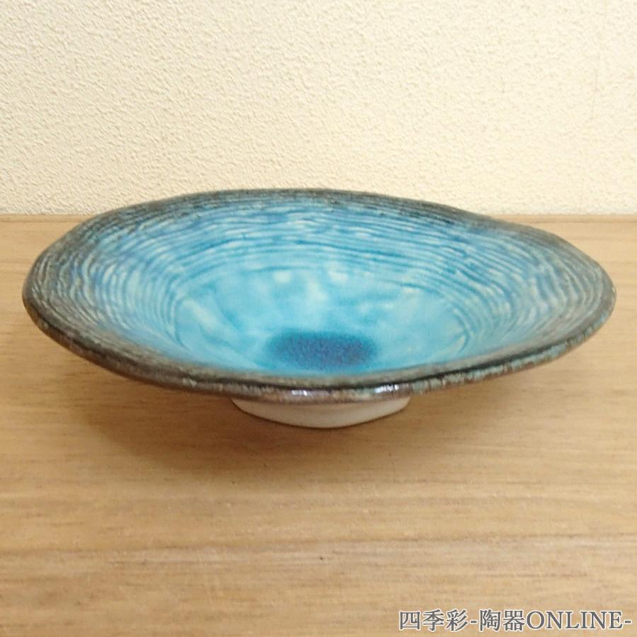 鉢 ボウル 中鉢 均窯スカイブルーストライプ17cm浅鉢 おしゃれ 和食器