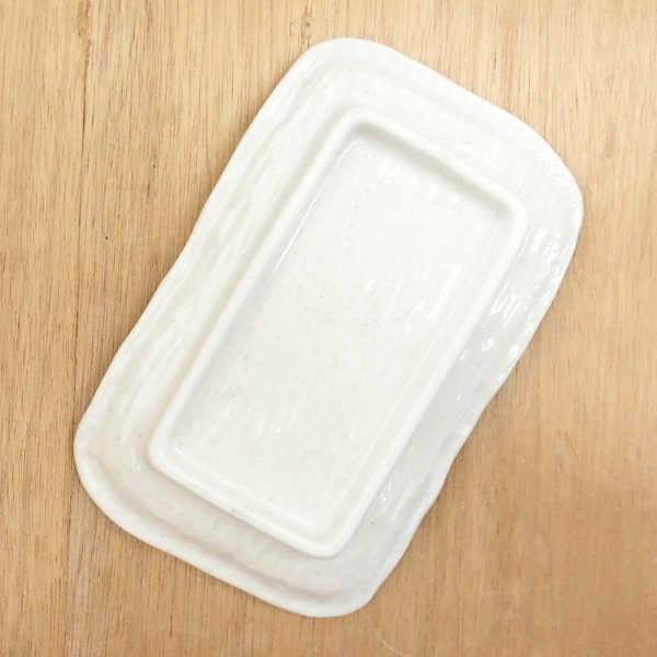 皿 白釉ソギ7.0焼物皿 長角皿 21cm おしゃれ 和食器 業務用 美濃焼