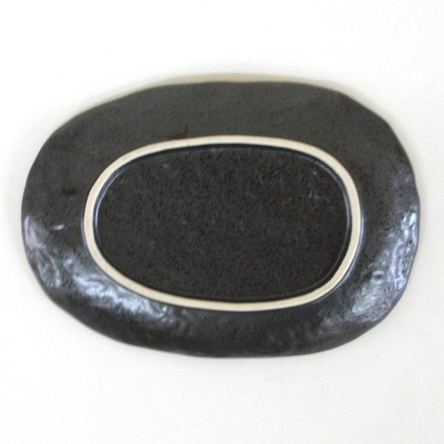 皿 黒釉 楕円皿 18cm 取り皿 ケーキ皿 フルーツ皿 おしゃれ 和食器