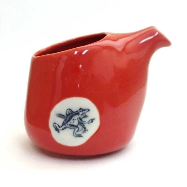 徳利 片口冷酒器 鳥獣戯画袋酒器ワイド 赤 陶器 日本酒 おしゃれ 業務