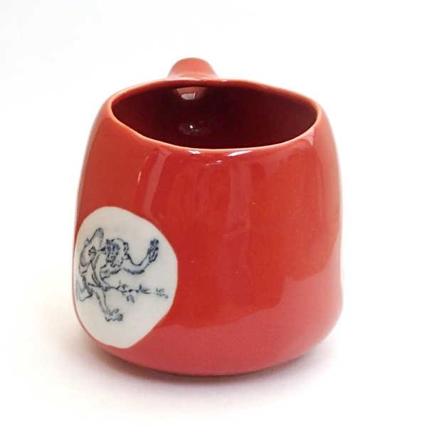 徳利 片口冷酒器 鳥獣戯画袋酒器ワイド 赤 陶器 日本酒 おしゃれ 業務