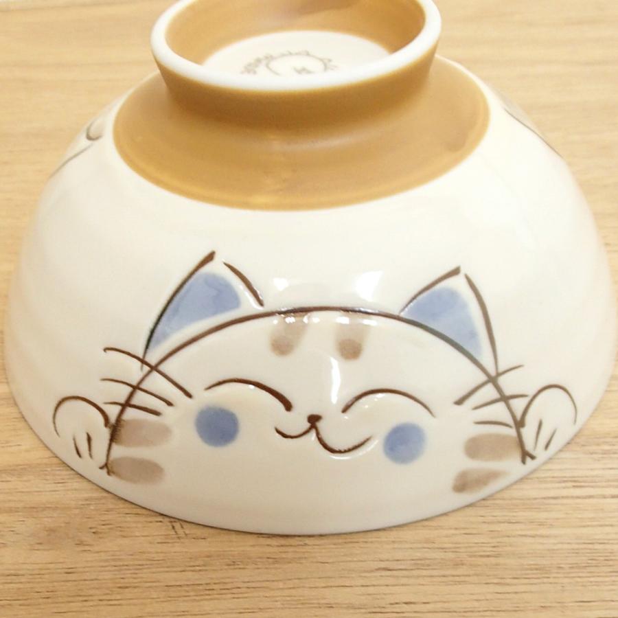 ご飯茶碗 粉引ミケ猫 毛料 かわいい 大きめ 和食器 美濃焼 業務用