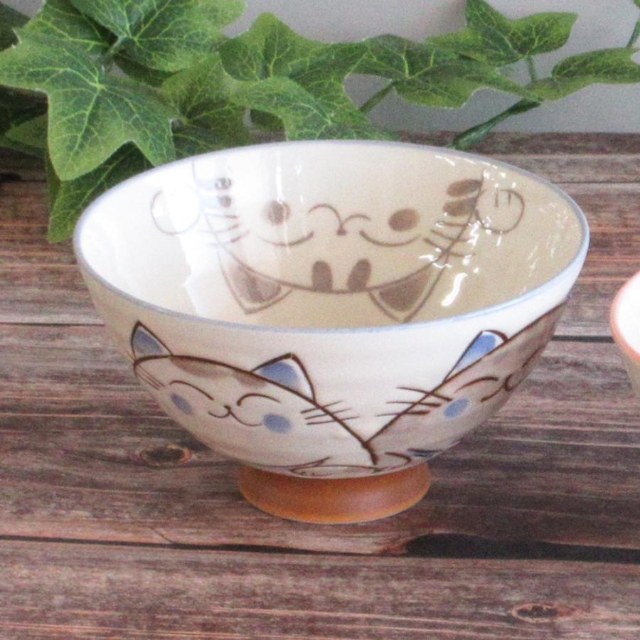 ご飯茶碗 粉引ミケ猫 大平 かわいい 大きめ 和食器 美濃焼 業務用