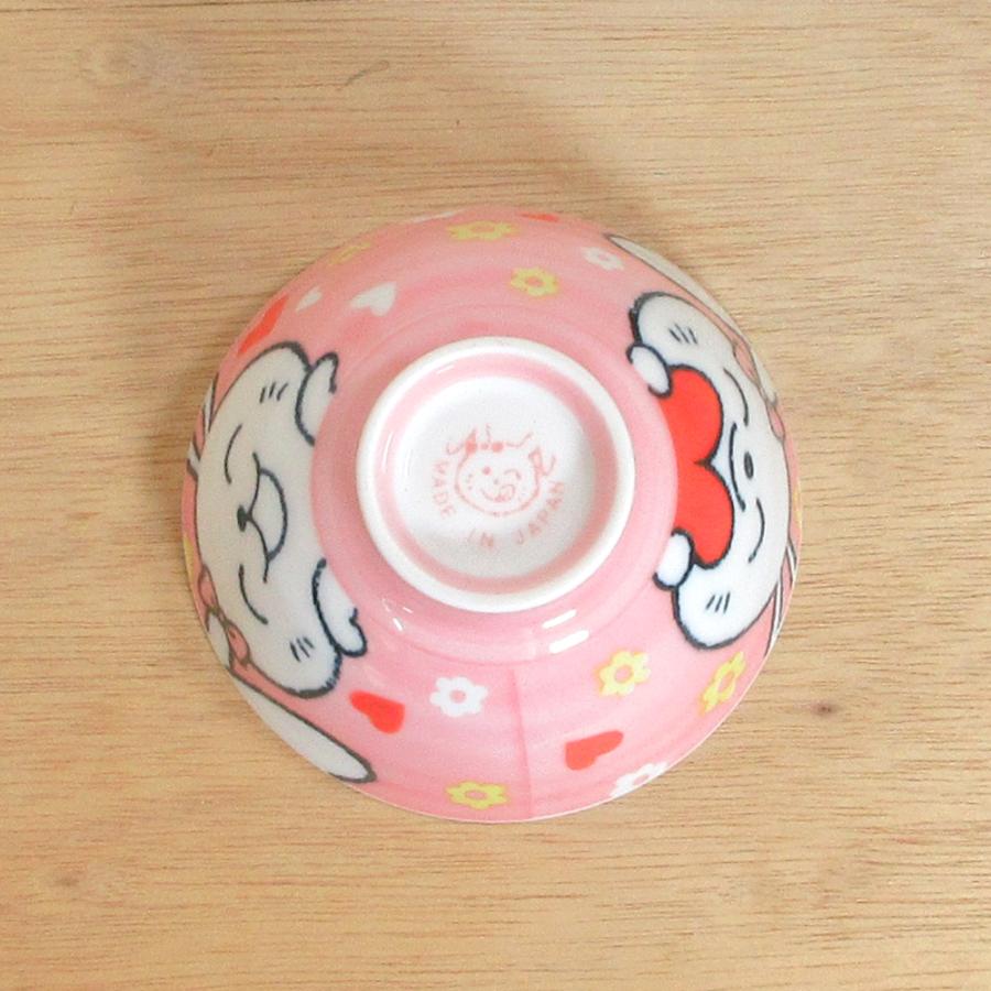子供用 ご飯茶碗 陶器 ハートうさぎピンク 孫平 おしゃれ 和食器 業務