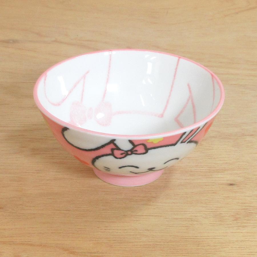 子供用 ご飯茶碗 陶器 ハートうさぎピンク 孫平 おしゃれ 和食器 業務