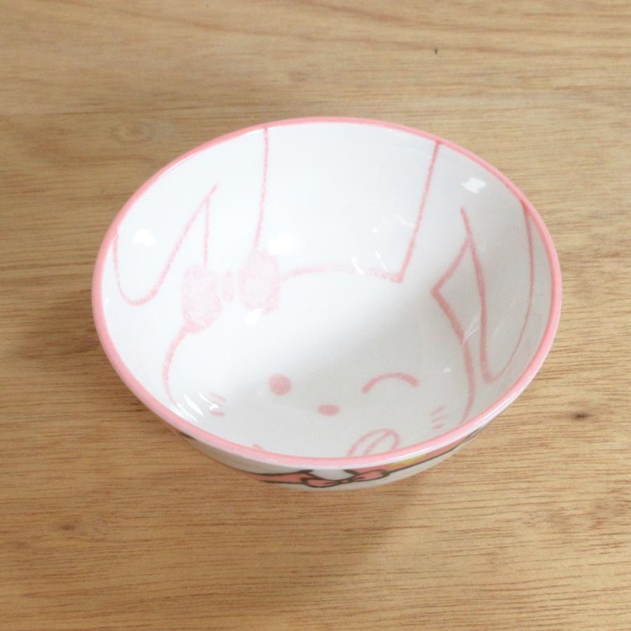 子供用 ご飯茶碗 陶器 ハートうさぎピンク 孫平 おしゃれ 和食器 業務