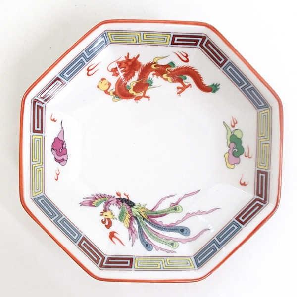 皿 チャーハン皿 八角高台皿 18cm 三色雷紋 おしゃれ 中華食器 業務用