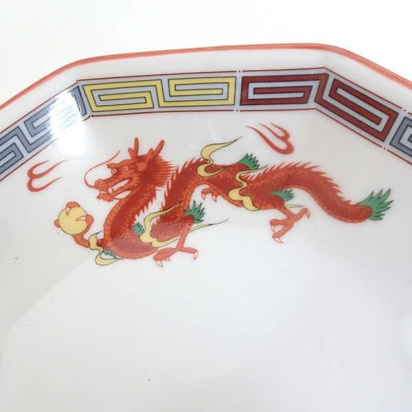 皿 チャーハン皿 八角高台皿 18cm 三色雷紋 おしゃれ 中華食器 業務用