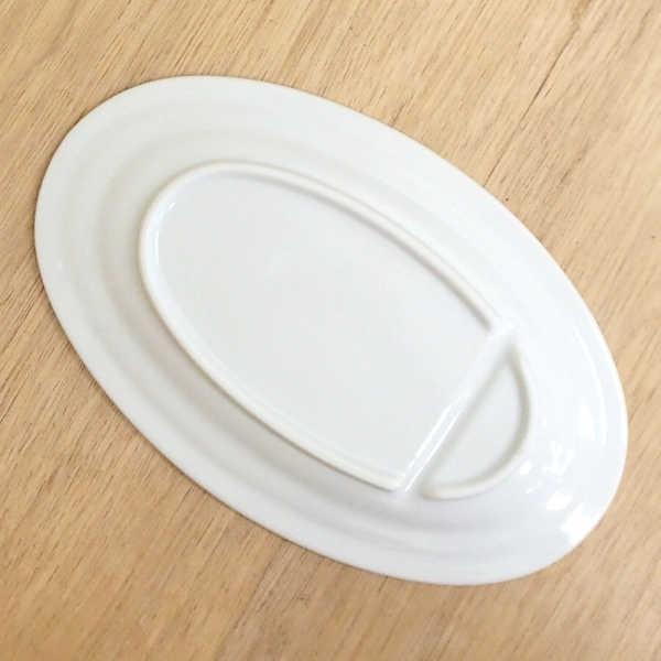 皿 餃子皿25cm 白中華仕切り皿 10インチプラター 楕円皿 おしゃれ 業務