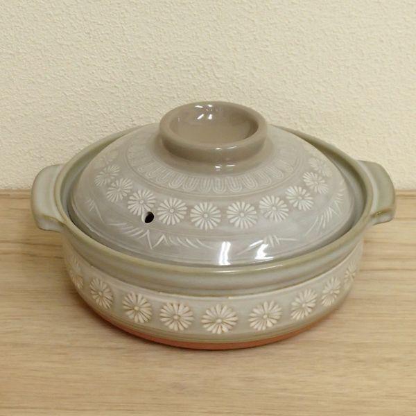 ちろ丸様萬古焼 銀峯 花三島土鍋 6号 ガス火用14個セット ちろ丸様萬古焼 銀峯 花三島土鍋 6号 ガス火用14