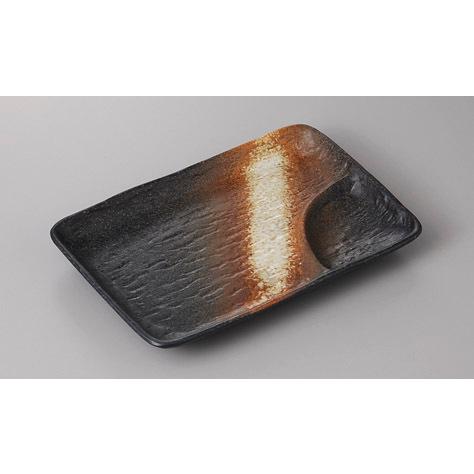 皿 仕切り皿 黒備前長角仕切皿 刺身皿 焼き物皿 おしゃれ 和食器 業務