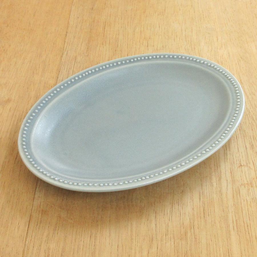 楕円皿 22cm オーバルプレート ドットリム グレー おしゃれ 洋食器