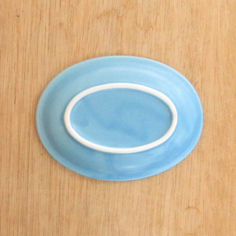 楕円皿 12cm オーバルプレート ドットリム ターコイズブルー