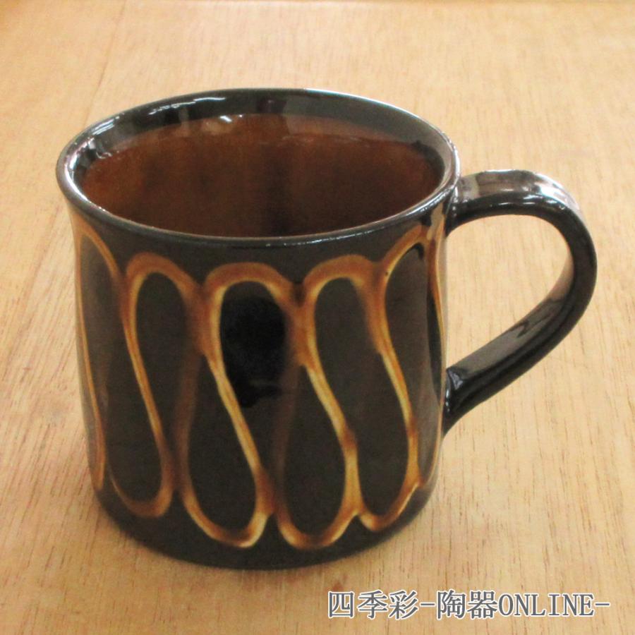 マグカップ スリップウェアマグカップ アメ 土物 おしゃれ 陶器