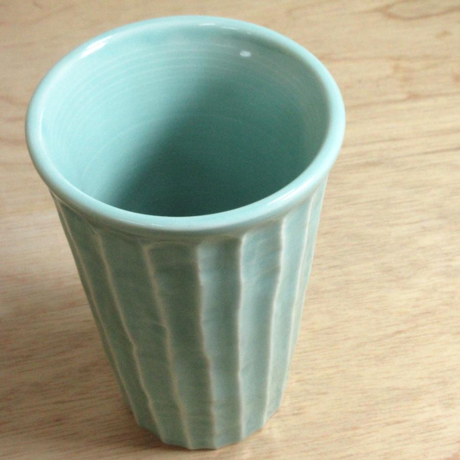 フリーカップ コップ 青磁そぎタンブラー 陶器 おしゃれ アイス