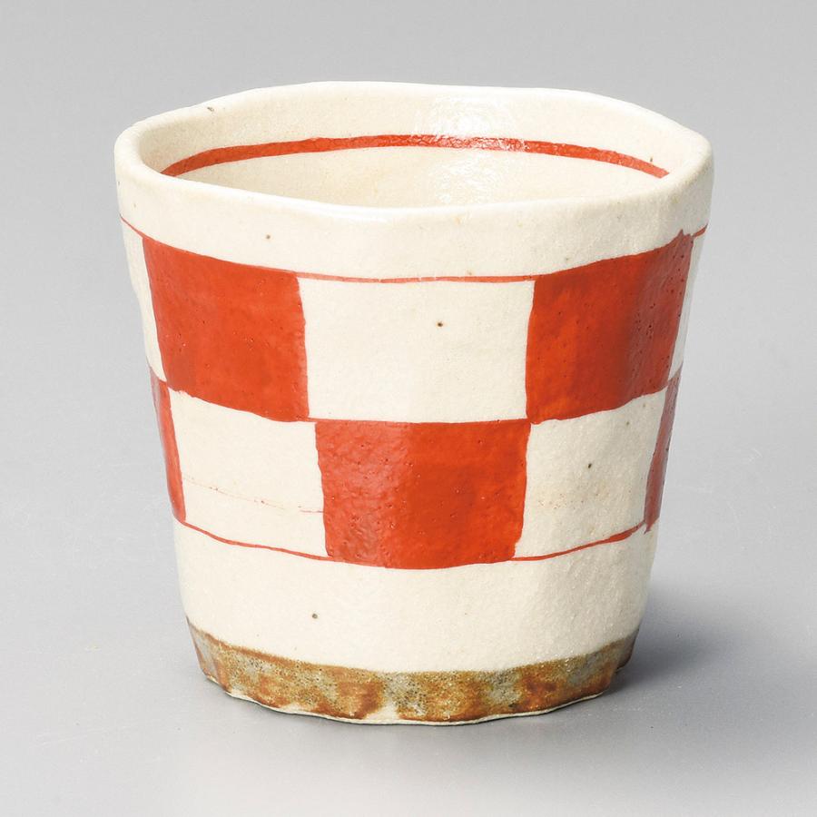 ロックカップ 市松 赤 フリーカップ おしゃれ 陶器 和食器 美濃焼 9d 578 四季彩 陶器online 通販 Yahoo ショッピング
