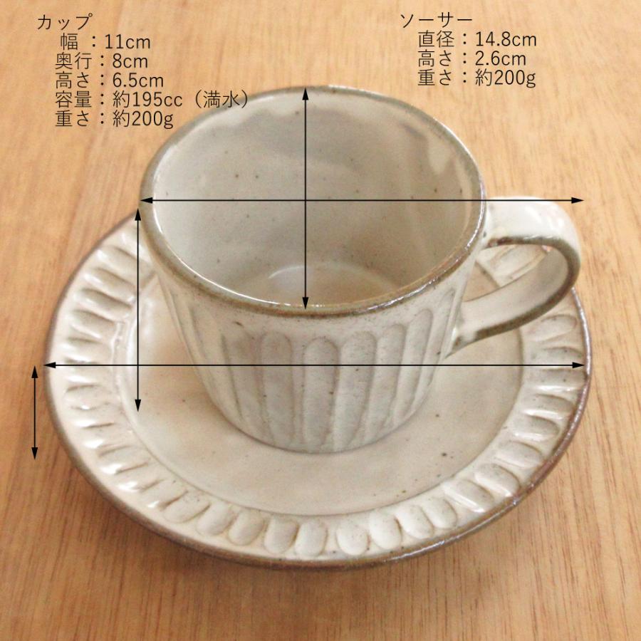 コーヒーカップ ソーサー 粉引しのぎ 土物 手造り 和陶器 業務用 